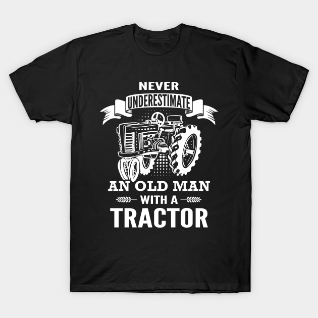 Old Man Tractor T-Shirt by PinkInkArt